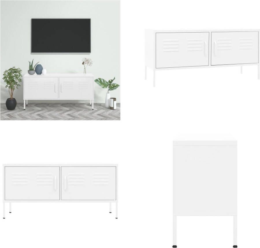 VidaXL Tv-meubel 105x35x50 cm staal wit Tv-meubelset Tv-meubelsets Tv Meubelset Tv Meubelsets