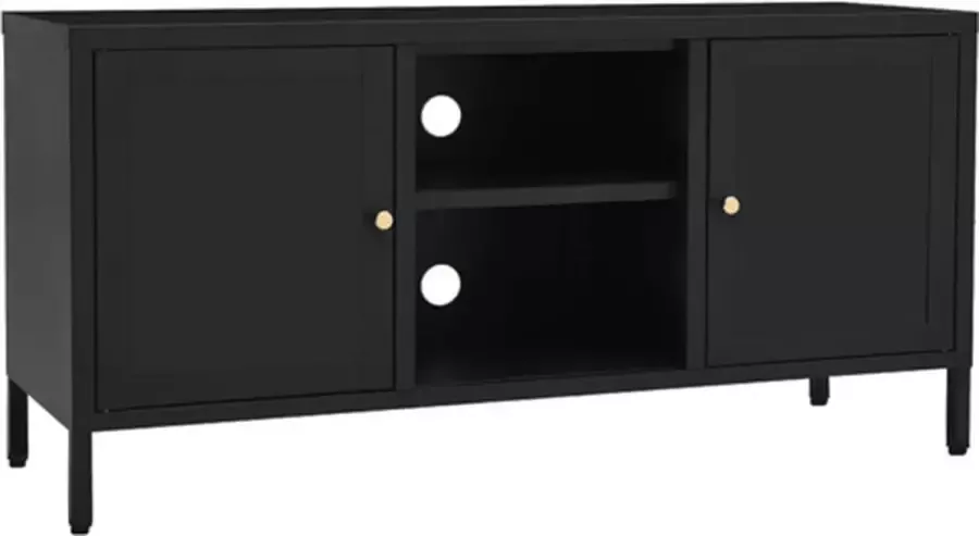 VidaXL -Tv-meubel-105x35x52-cm-staal-en-glas-zwart - Foto 4