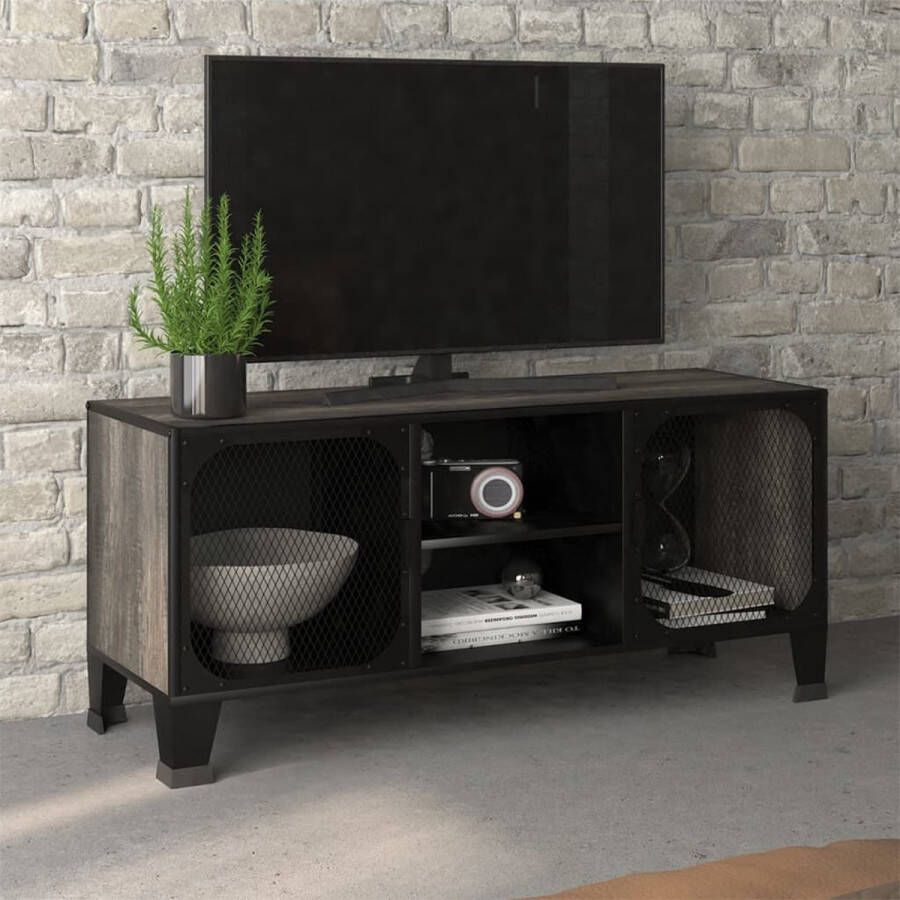 VidaXL -Tv-meubel-105x36x47-cm-metaal-en-MDF-grijs