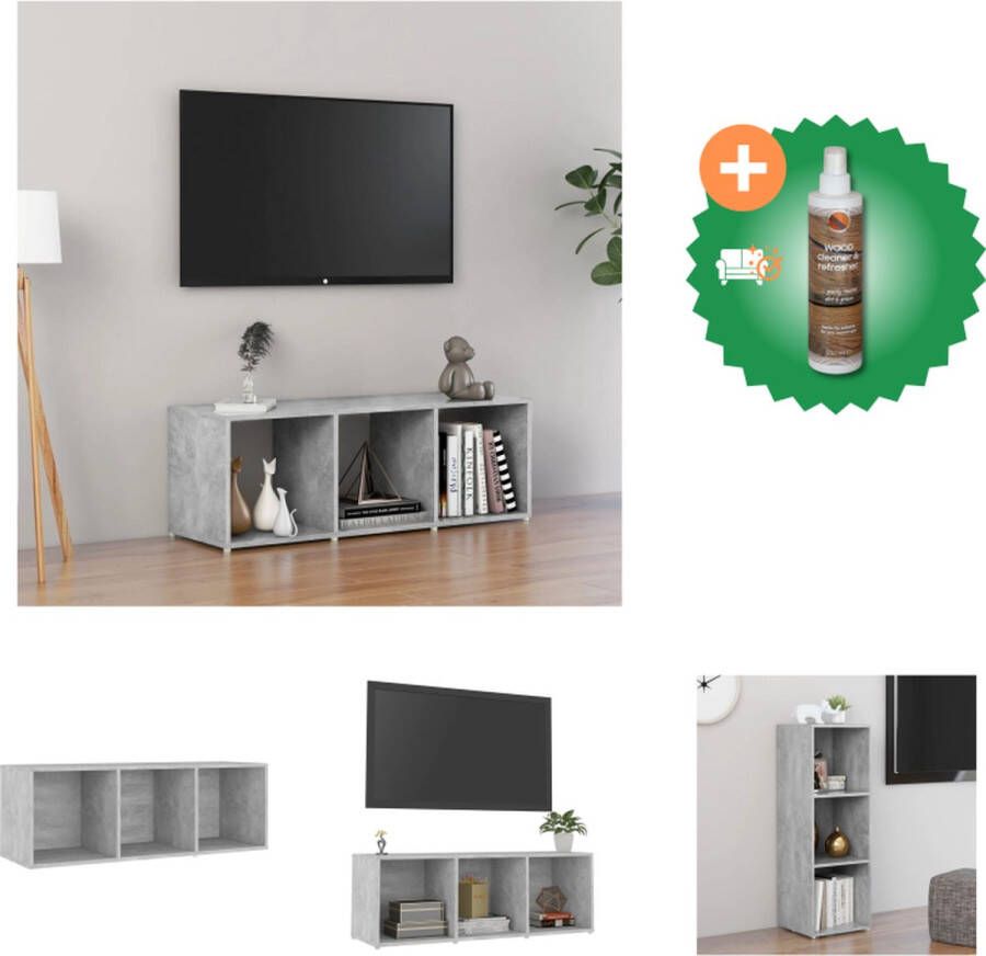 VidaXL Tv-meubel 107x35x37 cm spaanplaat betongrijs Kast Inclusief Houtreiniger en verfrisser