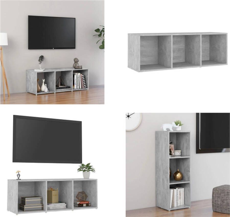 VidaXL Tv-meubel 107x35x37 cm spaanplaat betongrijs Tv-kast Tv-kasten Tv-standaard Tv-standaarden
