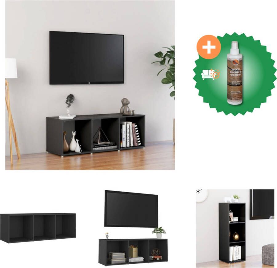 VidaXL Tv-meubel 107x35x37 cm spaanplaat grijs Kast Inclusief Houtreiniger en verfrisser