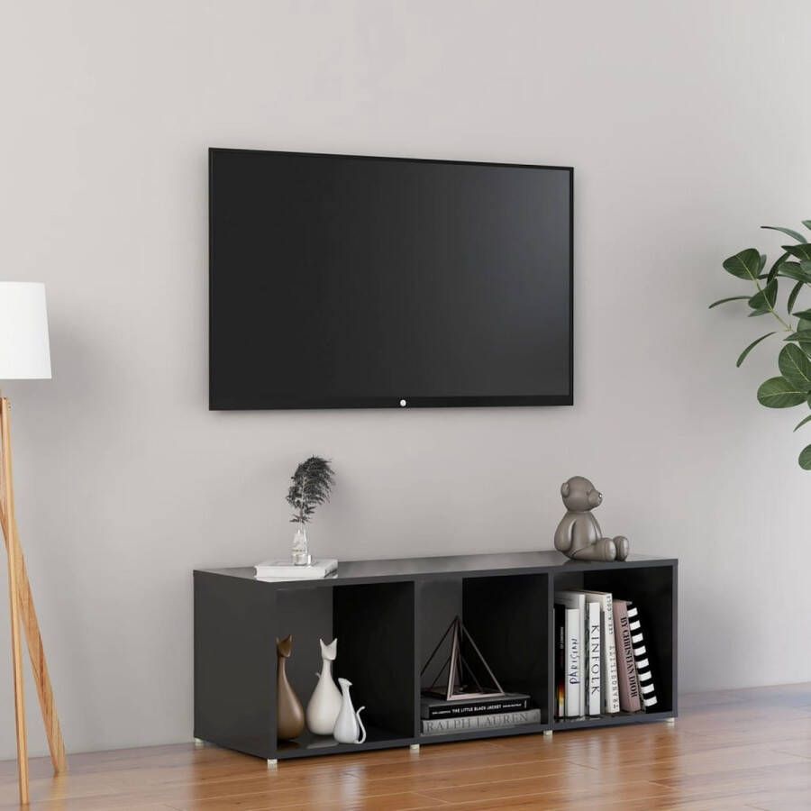 VidaXL -Tv-meubel-107x35x37-cm-bewerkt-hout-hoogglans-grijs