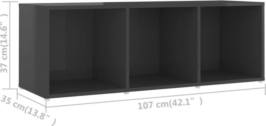 VidaXL -Tv-meubel-107x35x37-cm-bewerkt-hout-hoogglans-grijs - Foto 5