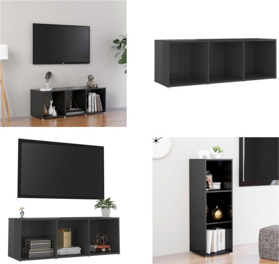 VidaXL Tv-meubel 107x35x37 cm spaanplaat hoogglans grijs Tv-kast Tv-kasten Tv-standaard Tv-standaarden