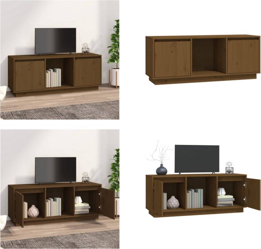 VidaXL Tv-meubel 110 5x35x44 cm massief grenenhout honingbruin Tv-meubel Tv-meubelen Televisiekast Tv-kast