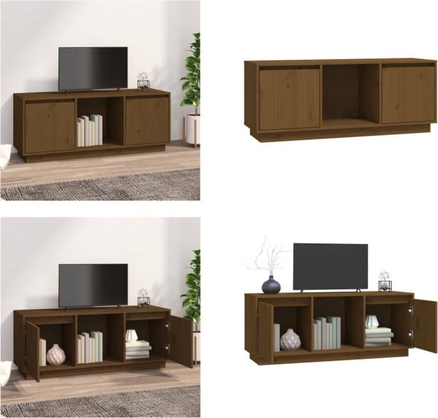 VidaXL Tv-meubel 110-5x35x44 cm massief grenenhout honingbruin Tv-meubel Tv-meubelen Televisiekast Tv-kast