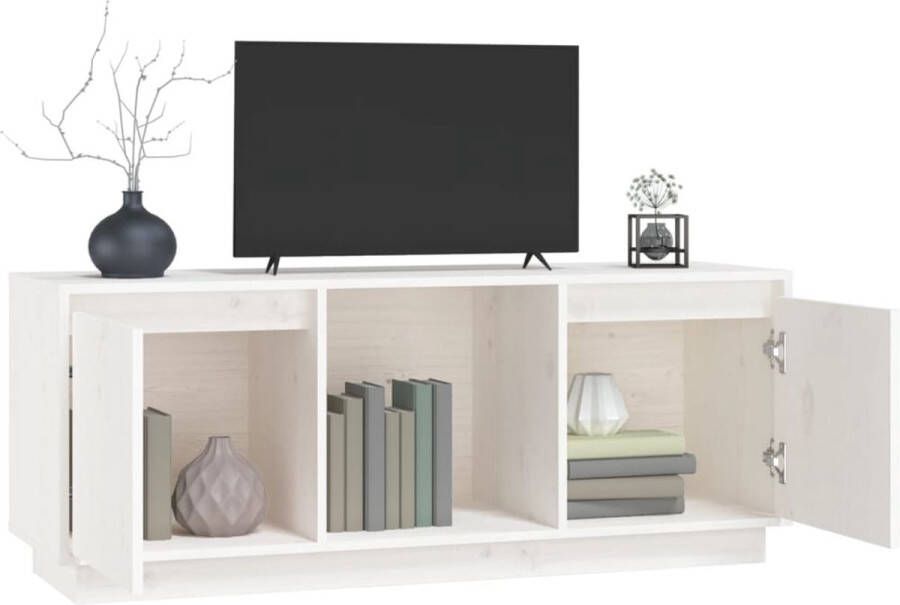 VidaXL -Tv-meubel-110 5x35x44-cm-massief-grenenhout-wit - Foto 2