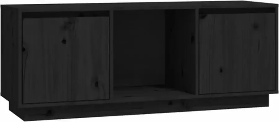 VidaXL -Tv-meubel-110 5x35x44-cm-massief-grenenhout-zwart - Foto 4