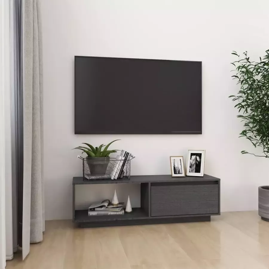 VidaXL Tv meubel 110x30x33 5 cm grijs massief grenenhout