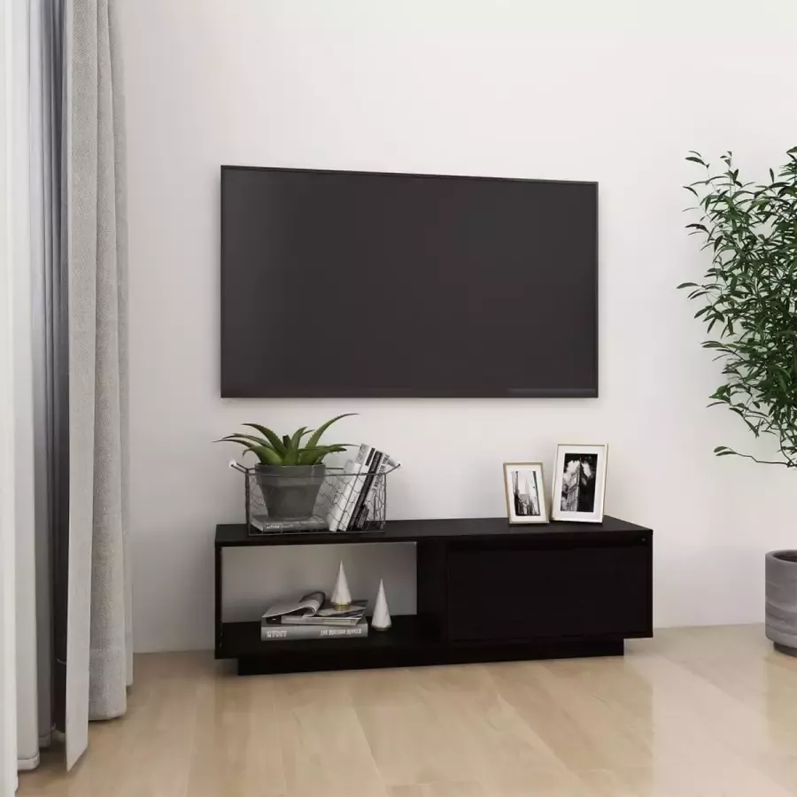 VidaXL Tv meubel 110x30x33 5 cm massief grenen zwart