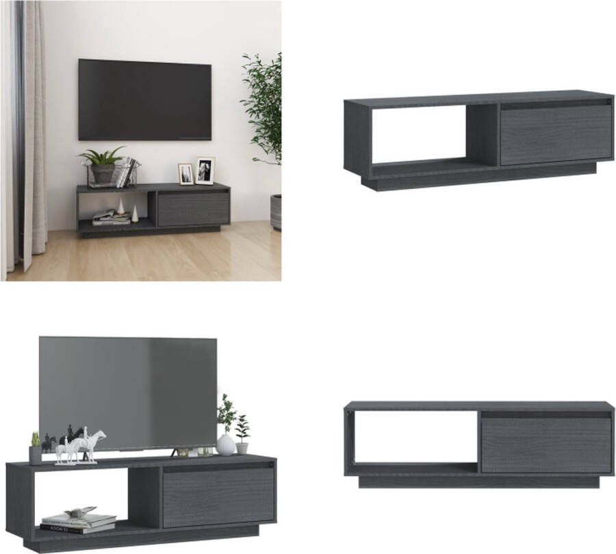 VidaXL Tv-meubel 110x30x33-5 cm massief grenenhout grijs Tv-meubel Tv-meubels Tv-kast Tv-kasten