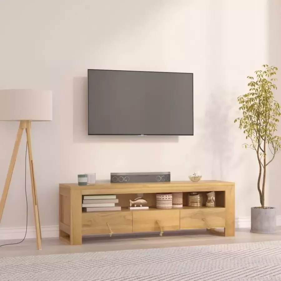 VidaXL Tv meubel 110x30x35 cm massief teakhout