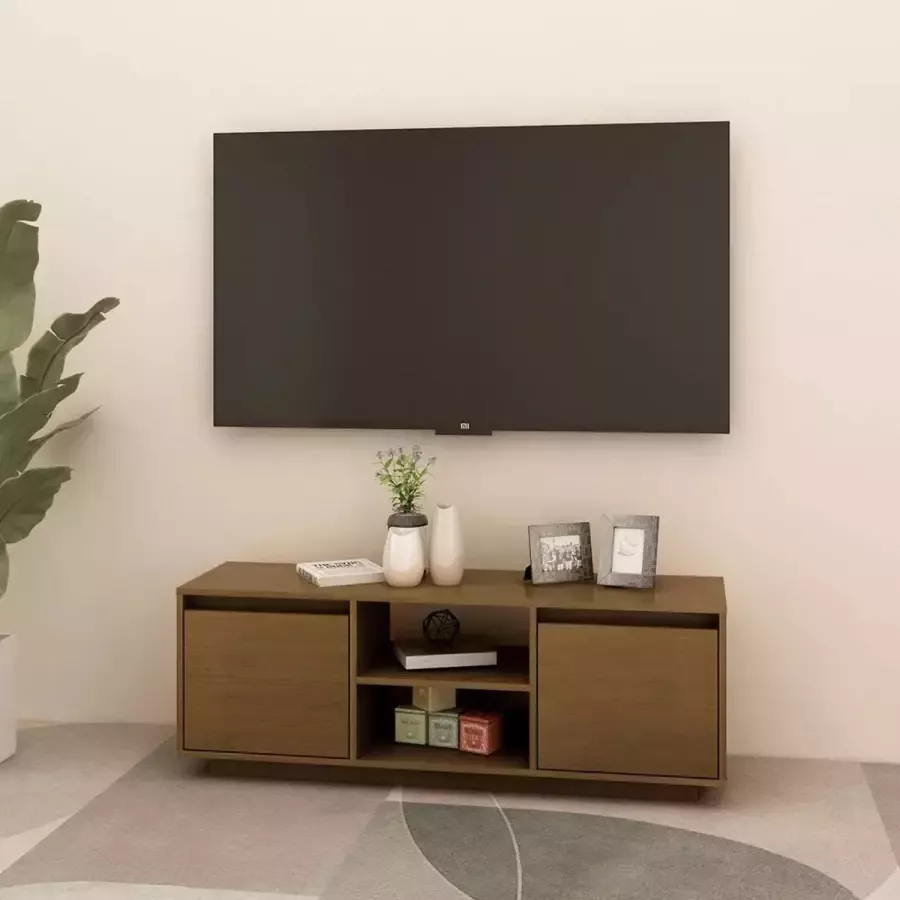 vidaXL Tv meubel 110x30x40 cm honingbruin massief grenenhout