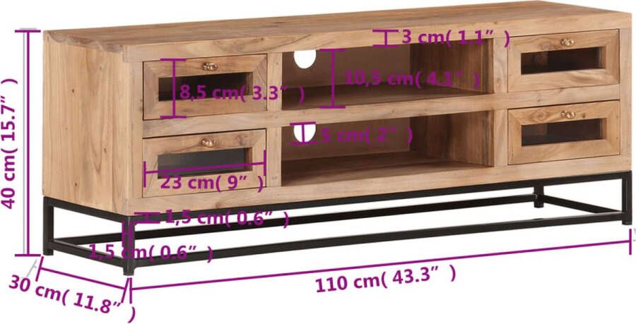 VidaXL -Tv-meubel-110x30x40-cm-massief-acaciahout