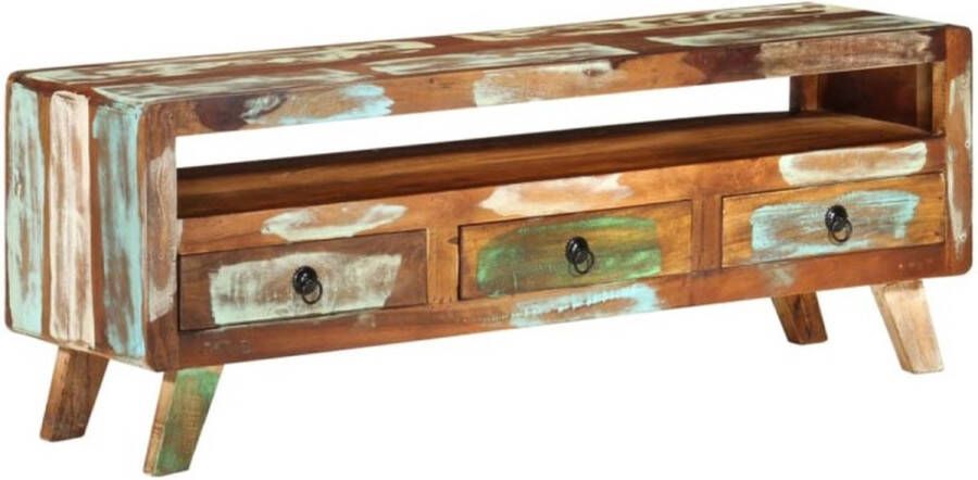 VidaXL -Tv-meubel-110x30x40-cm-massief-gerecycled-hout-meerkleurig - Foto 1