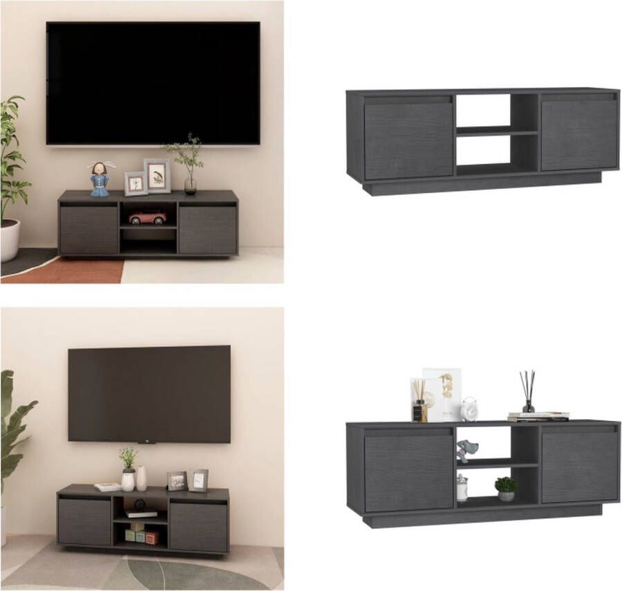 vidaXL Tv-meubel 110x30x40 cm massief grenenhout grijs Tv-meubel Tv-meubels Tv-kast Tv-kasten