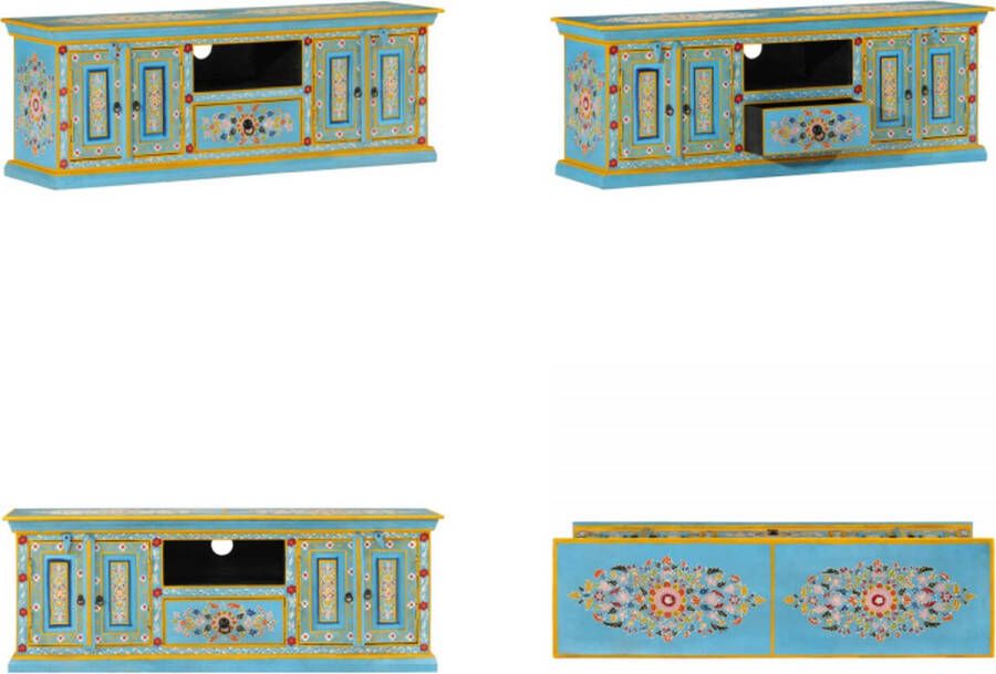 VidaXL Tv-meubel 110x30x40 cm massief mangohout blauw Tv-meubel Tv-meubelen Tv-standaard Televisiemeubel