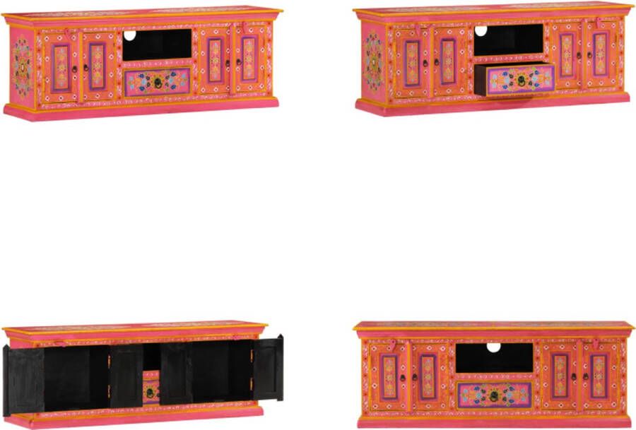 vidaXL Tv-meubel 110x30x40 cm massief mangohout roze Tv-meubel Tv-meubelen Tv-standaard Televisiemeubel