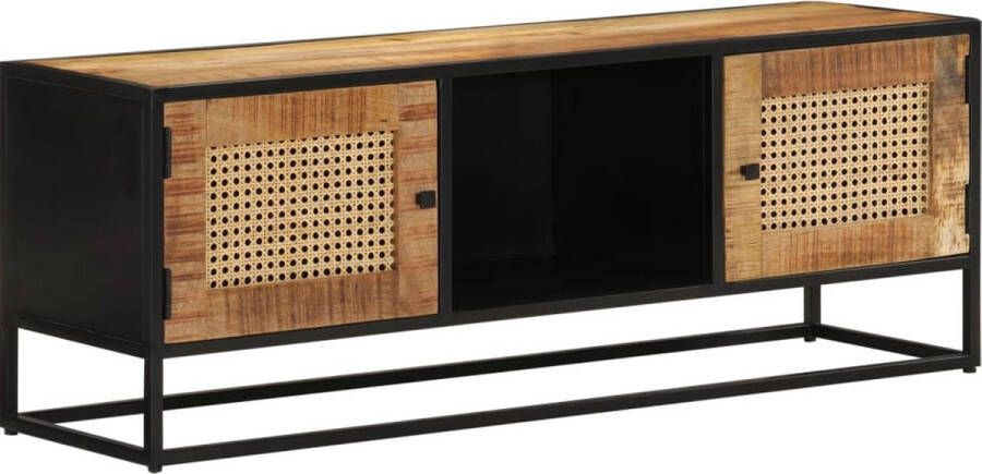VidaXL Tv meubel 110x30x40 cm massief ruw mangohout & ijzer