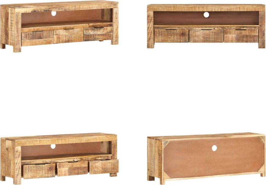 vidaXL Tv-meubel 110x30x40 cm ruw mangohout Tv-meubel Tv Meubels Houten Tv-meubel Tv-standaard Met Opberger