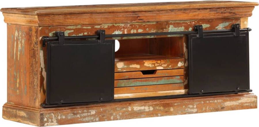 VidaXL Tv-meubel Massief gerecycled hout 110x30x45 cm Tv-meubels Vintage Meubelen Houten Tv-kasten Industrieel Design Retro Meubilair Mediabox Opslagruimte Salontafel - Foto 2