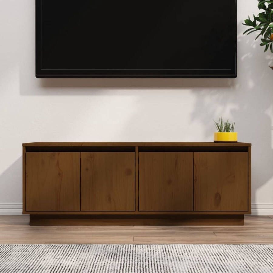 VidaXL -Tv-meubel-110x34x40-cm-massief-grenenhout-honingbruin