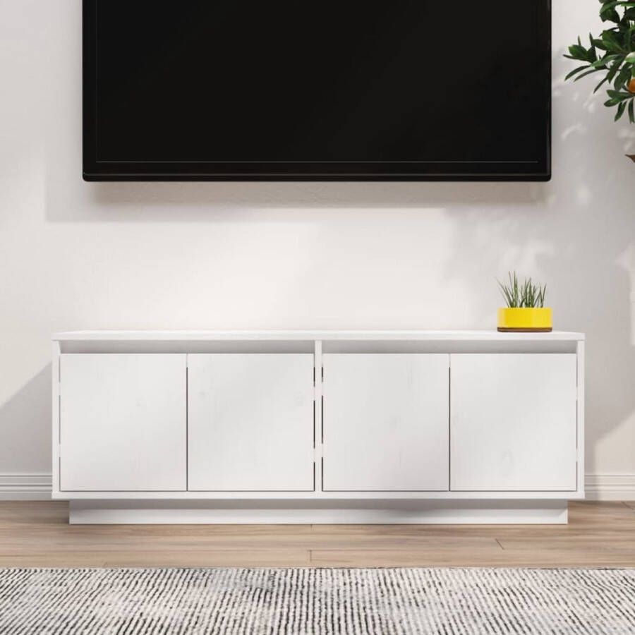 VidaXL -Tv-meubel-110x34x40-cm-massief-grenenhout-wit
