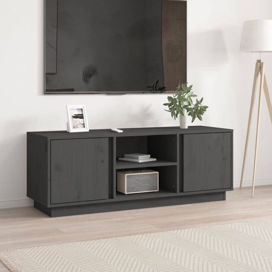 VidaXL -Tv-meubel-110x35x40 5-cm-massief-grenenhout-grijs - Foto 3