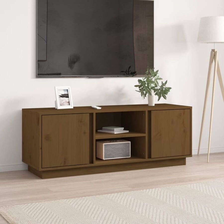VidaXL -Tv-meubel-110x35x40 5-cm-massief-grenenhout-honingbruin - Foto 3