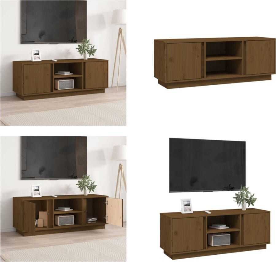 VidaXL Tv-meubel 110x35x40-5 cm massief grenenhout honingbruin Tv Meubel Tv Meubels Tv Kast Tv Kasten