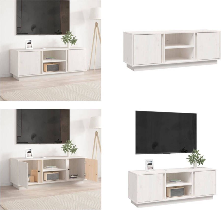 VidaXL Tv-meubel 110x35x40-5 cm massief grenenhout wit Tv Meubel Tv Meubels Tv Kast Tv Kasten