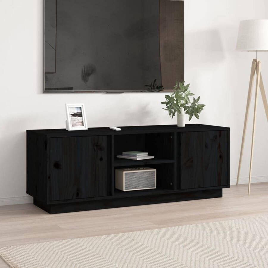 VidaXL -Tv-meubel-110x35x40 5-cm-massief-grenenhout-zwart - Foto 3