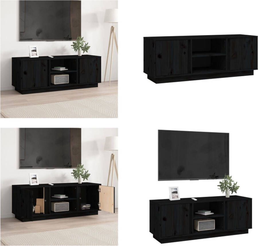 VidaXL Tv-meubel 110x35x40-5 cm massief grenenhout zwart Tv Meubel Tv Meubels Tv Kast Tv Kasten