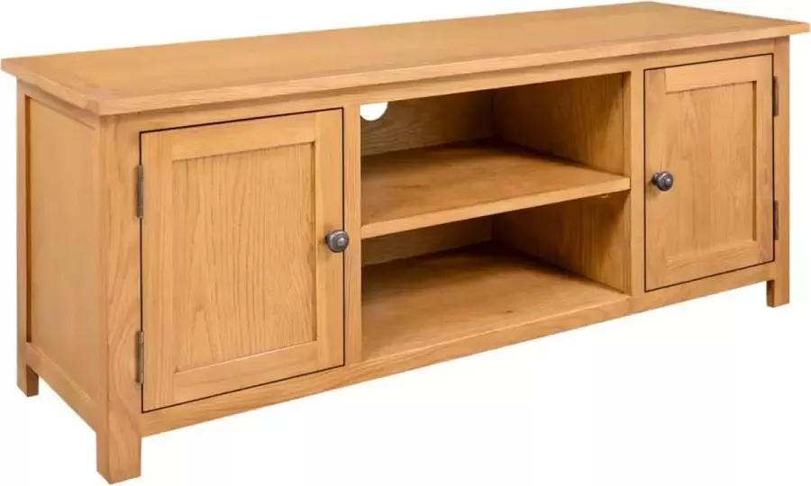 VidaXL Rustiek Houten TV-Meubel van Eikenhout Stijlvol Mediameubel met Opslagruimte 110x35x44 cm Massief Eikenhout Duurzaam en Elegant Design