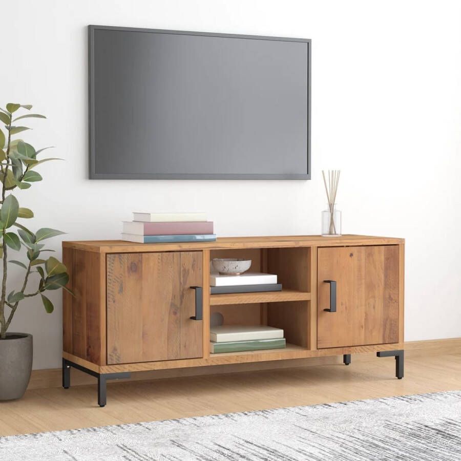 VidaXL -Tv-meubel-110x35x48-cm-gerecycled-massief-grenenhout-bruin - Foto 2