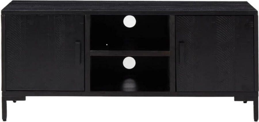 VidaXL -Tv-meubel-110x35x48-cm-gerecycled-massief-grenenhout-zwart - Foto 3