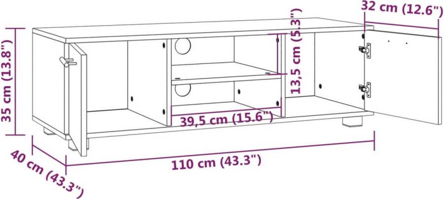 VidaXL -Tv-meubel-110x40x35-cm-bewerkt-hout-bruineikenkleurig - Foto 2