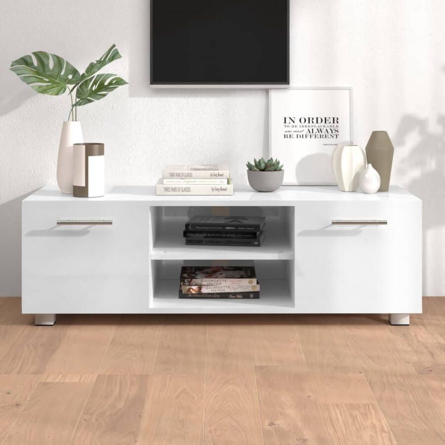 VidaXL -Tv-meubel-110x40x35-cm-bewerkt-hout-hoogglans-wit