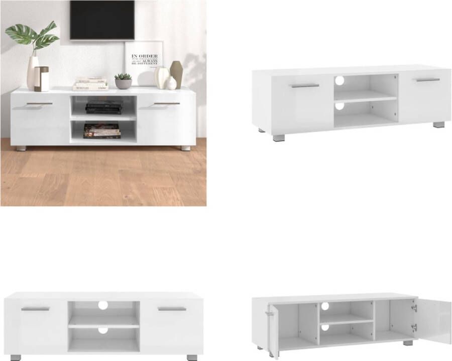 VidaXL Tv-meubel 110x40x35 cm bewerkt hout hoogglans wit Tv-kast Tv-kasten Tv-meubel Hifi-meubel