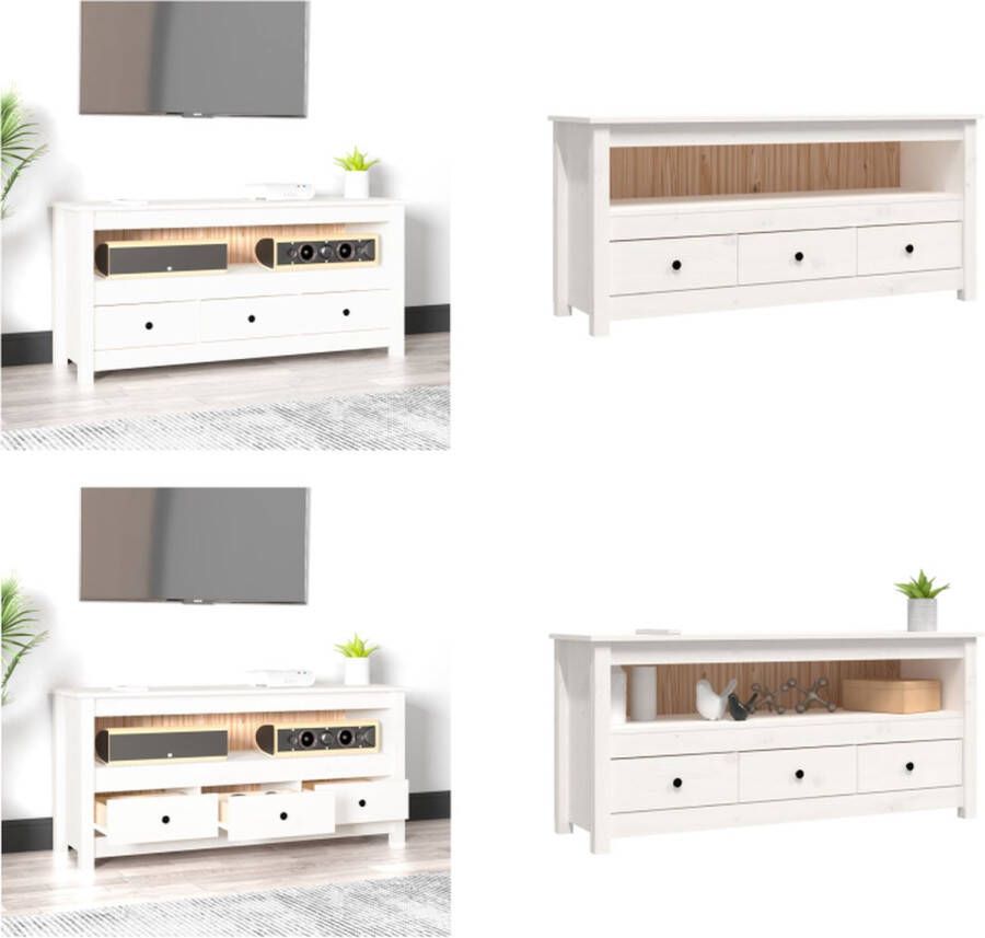 VidaXL Tv-meubel 114x35x52 cm massief grenenhout wit Tv-meubel Tv-meubels Tv Standaard Tv Unit