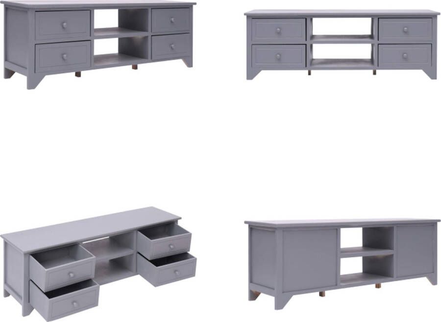 VidaXL Tv-meubel 115x30x40 cm paulowniahout grijs Tv-meubel Tv-kasten Tv-standaard Tv-standaards
