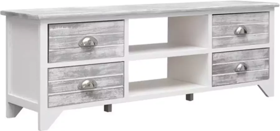 VidaXL Tv-meubel 115x30x40 cm paulowniahout wit en grijs