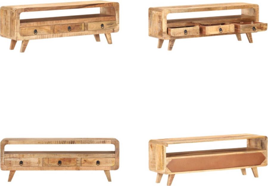 VidaXL Tv-meubel 117x30x41 cm massief ruw mangohout Tv-meubel Tv-meubelen Tv-meubels Tv-meubilair - Foto 2