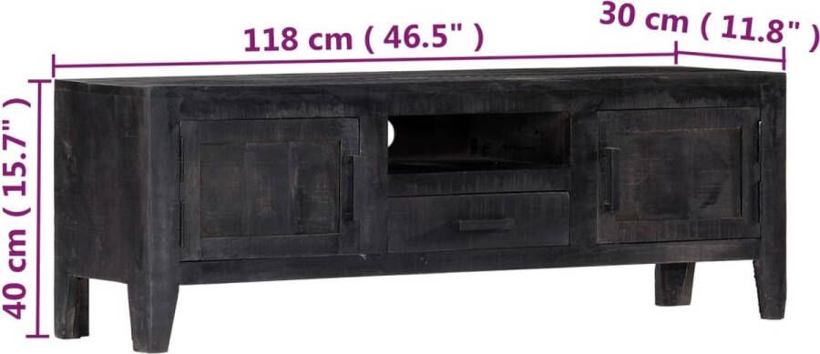 VidaXL -Tv-meubel-118x30x40-cm-massief-mangohout-zwart - Foto 2