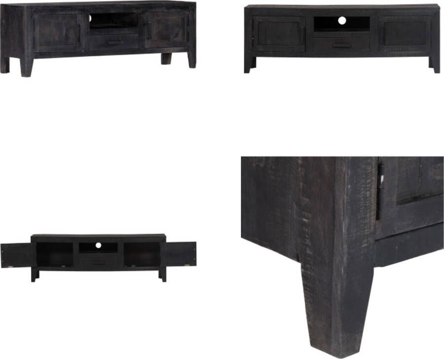 VidaXL Tv-meubel 118x30x40 cm massief mangohout zwart Tv-meubel Tv-kasten Tv-standaard Tv-standaards