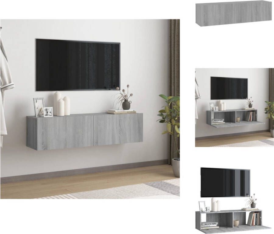 VidaXL Tv-muurkast Tv-muurkasten Tv-steun Tv-meubel Tv-wandmeubel 120x30x30 cm bewerkt hout grijs sonoma eiken