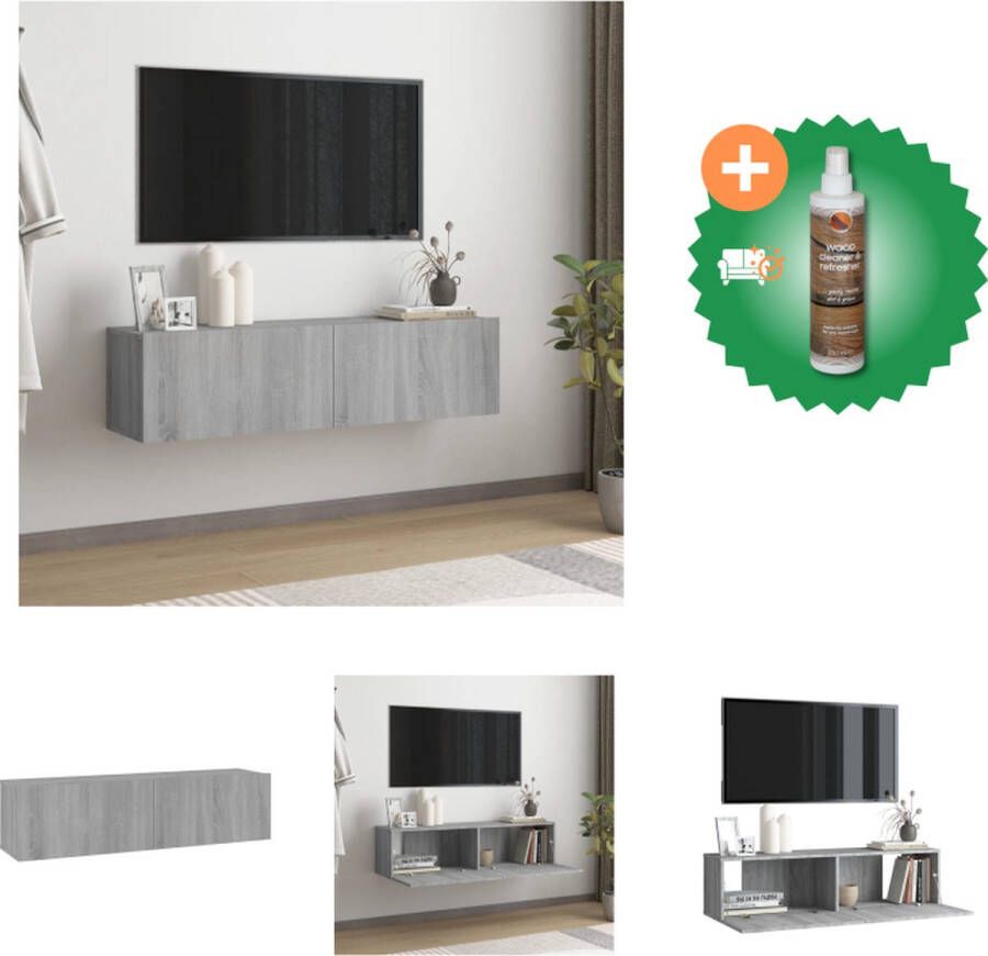VidaXL TV-meubel 120 x 30 x 30 cm Kleur- Grijs Sonoma Eiken Materiaal- Bewerkt Hout Kast Inclusief Houtreiniger en verfrisser