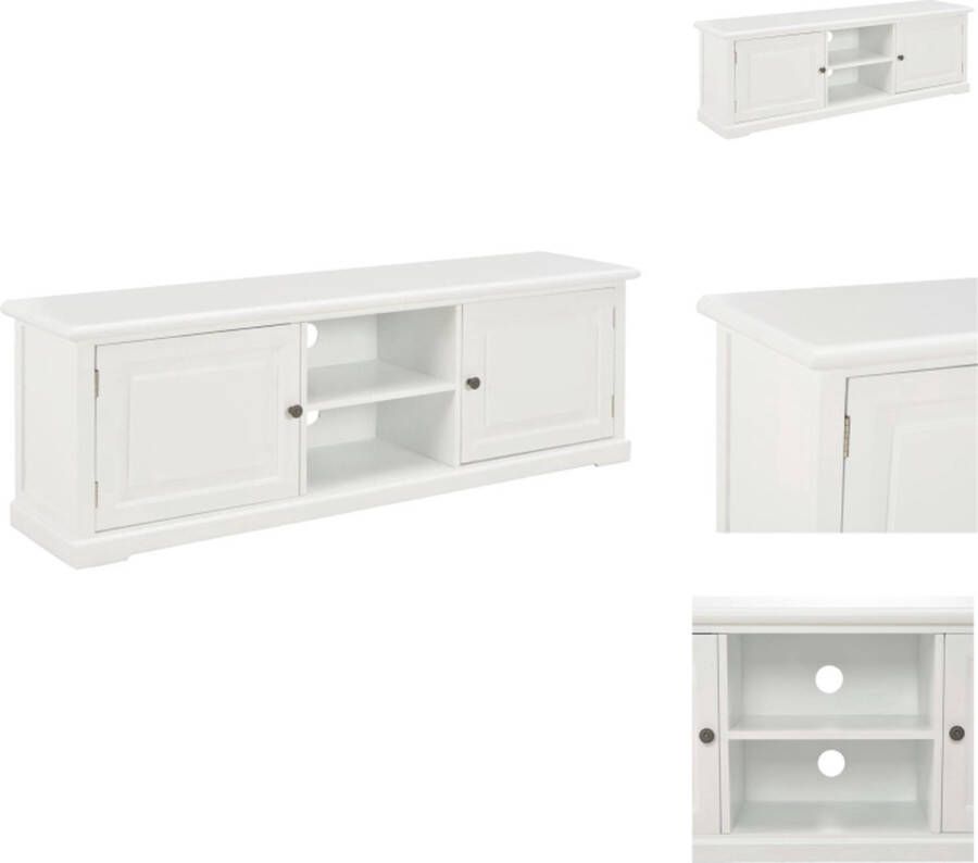 VidaXL TV-meubel 120 x 30 x 40 cm wit massief paulowniahout en MDF Kast