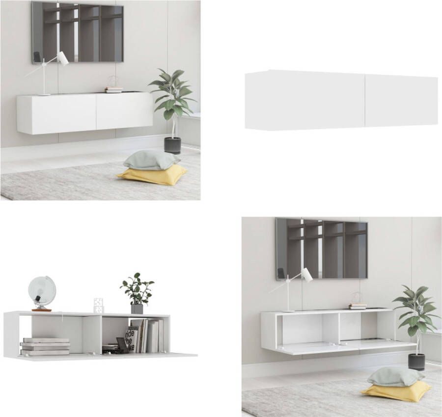 VidaXL Tv-meubel 120x30x30 cm bewerkt hout wit Tv-meubel Tv-meubels Tv-meubelen Tv-meubilair
